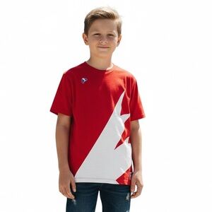 Roots Vintage Red Canada Theme Short Sleeve T-Shirt White Blue Patch Youth XL